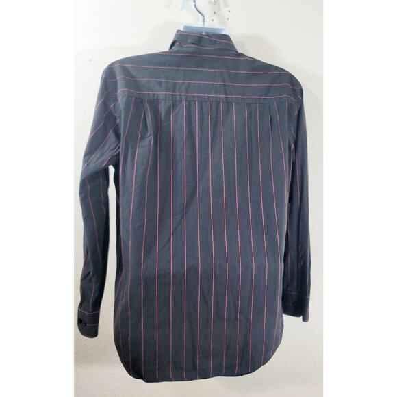 Alfani Black Red Stripe Pointed Collar Button Up Men's Shirt Medium Lightweight - Picture 2 of 7